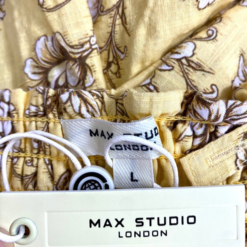 Anthropologie Max Studio $198 Sz Large Maxi Dress Butter Yellow Cottage Coquette - Picture 6 of 8